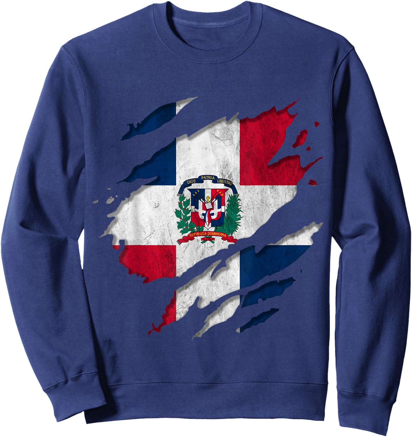 Coat of Arms Republica Dominicana Rip Reveal Dominican Flag Sweatshirt - Sweatshirt | Navy