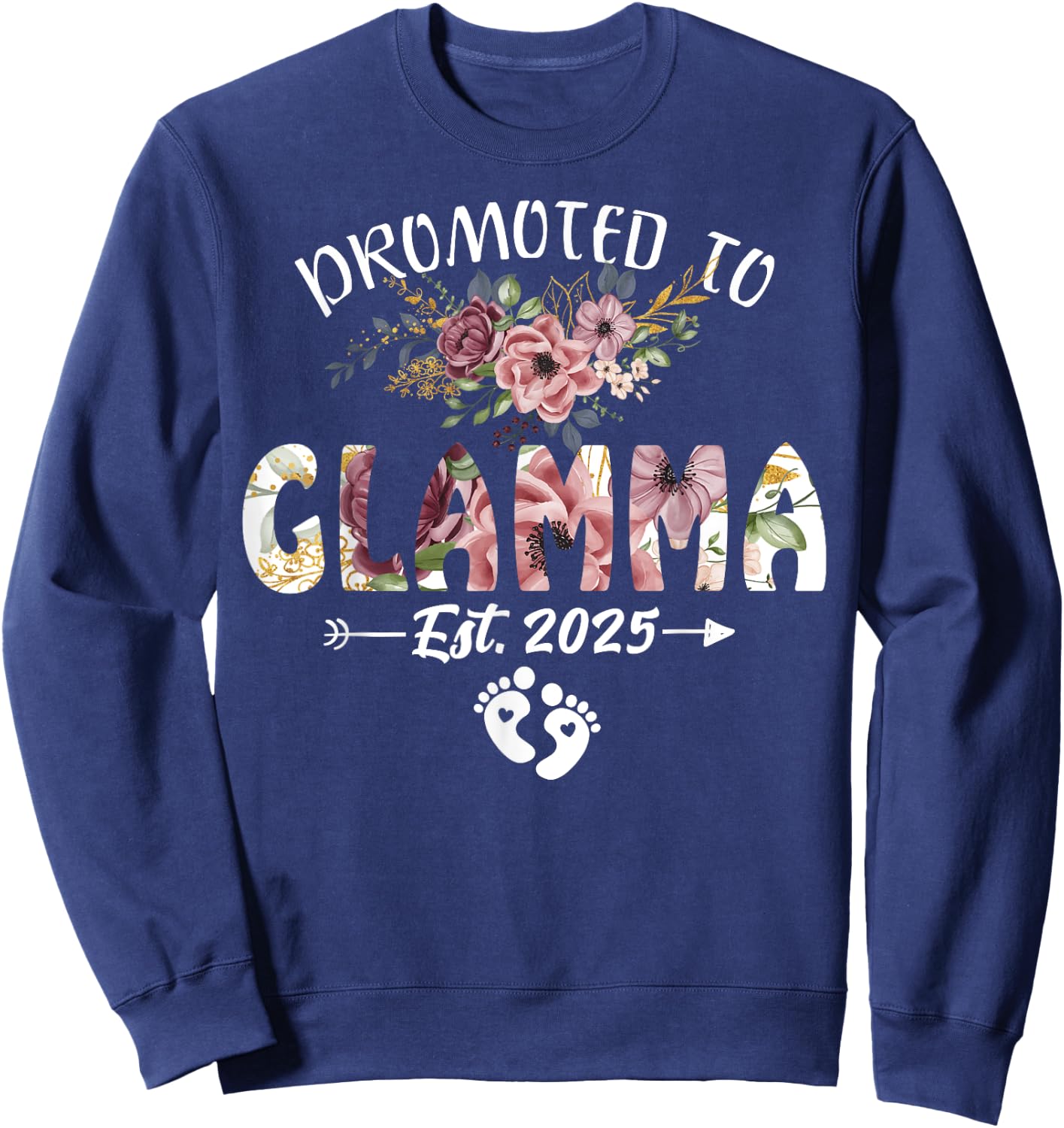 Promoted to Glamma Est 2025 Flower Sweatshirt - Sweatshirt | Navy