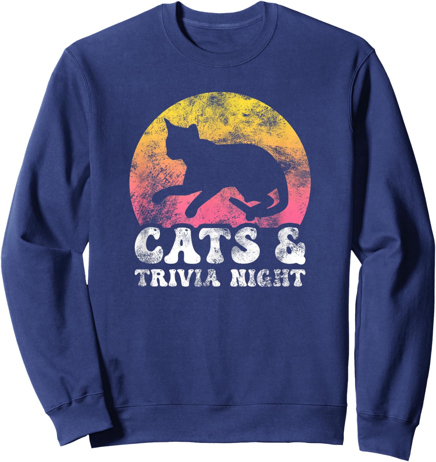 Funny Cats & Trivia Night Vintage Retro Hobby Sweatshirt - Sweatshirt | Navy