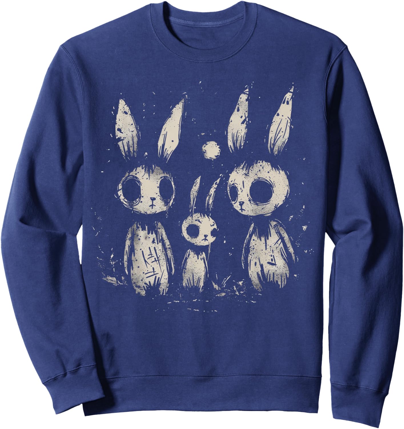 Creepy Cute Bunny Rabbits Horror Goth Grunge Alt Aesthetic Sweatshirt - Sweatshirt | Navy