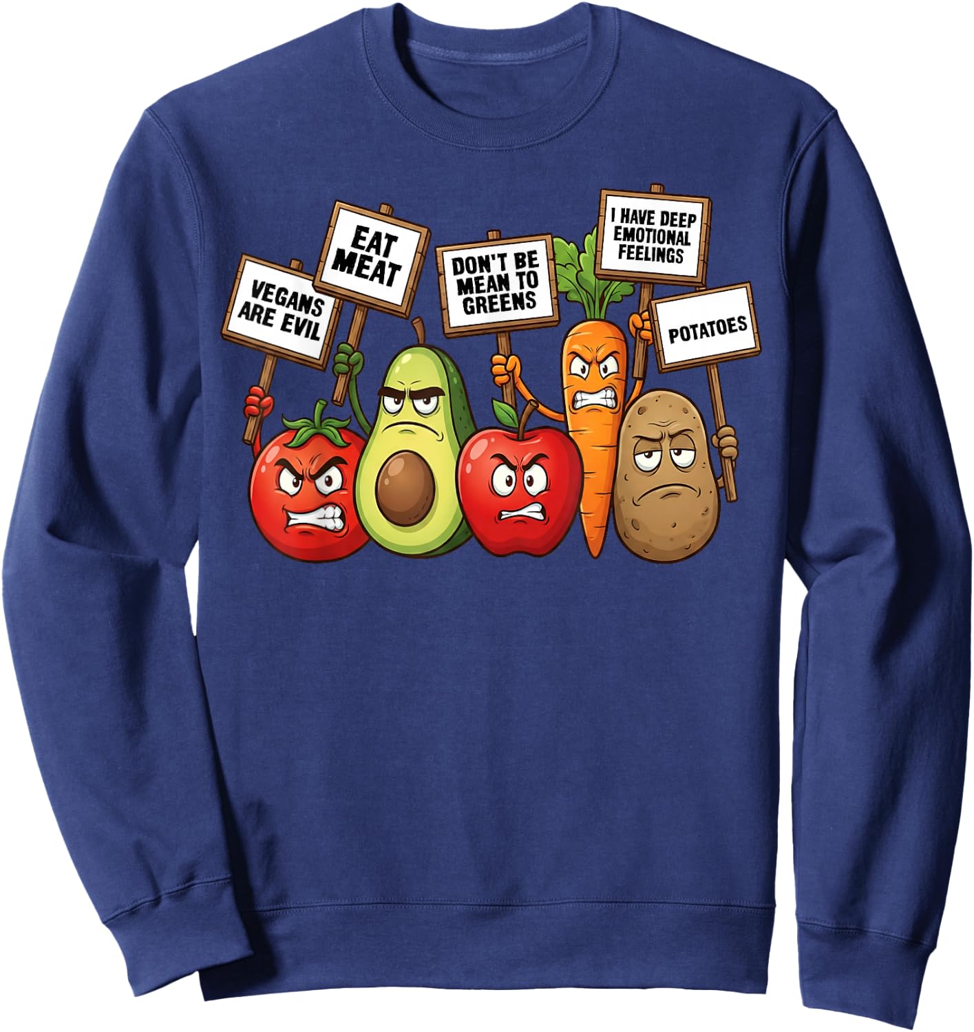 Cute Vegetable Art Men Women Fruit Veggie Vegan Gardening Sweatshirt - Sweatshirt | Navy