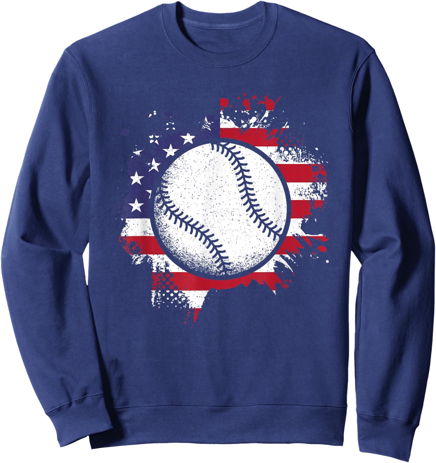 Baseball American Flag Vintage Baseball Lover Men Women Kids Sweatshirt - Sweatshirt | Navy