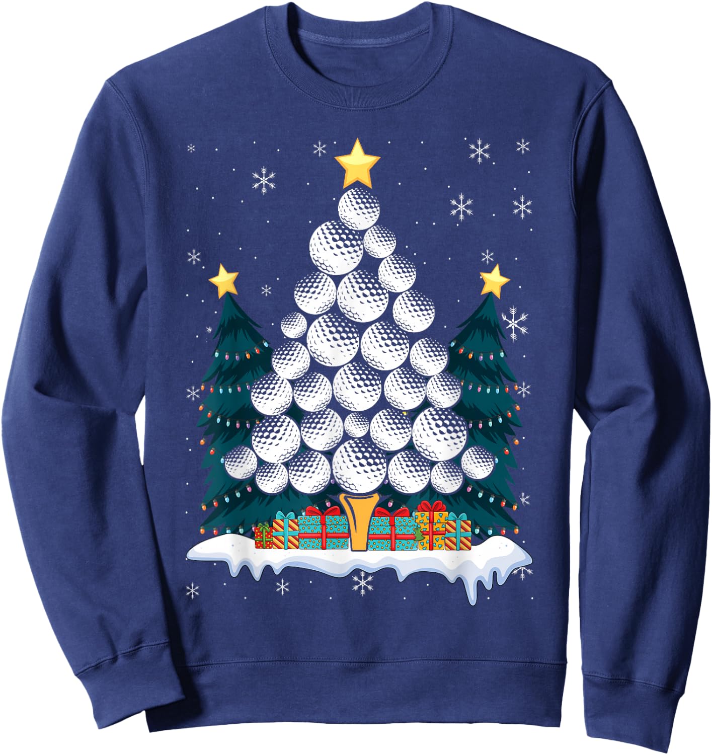 Golf Balls Christmas Tree Xmas Golfing Golfer Christmas Golf Sweatshirt - Sweatshirt | Navy