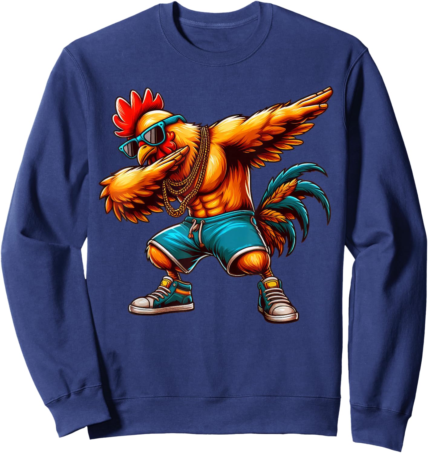 Dabbing Rooster Funny Rooster Dab Dance Boys Girls Kids Sweatshirt - Sweatshirt | Navy