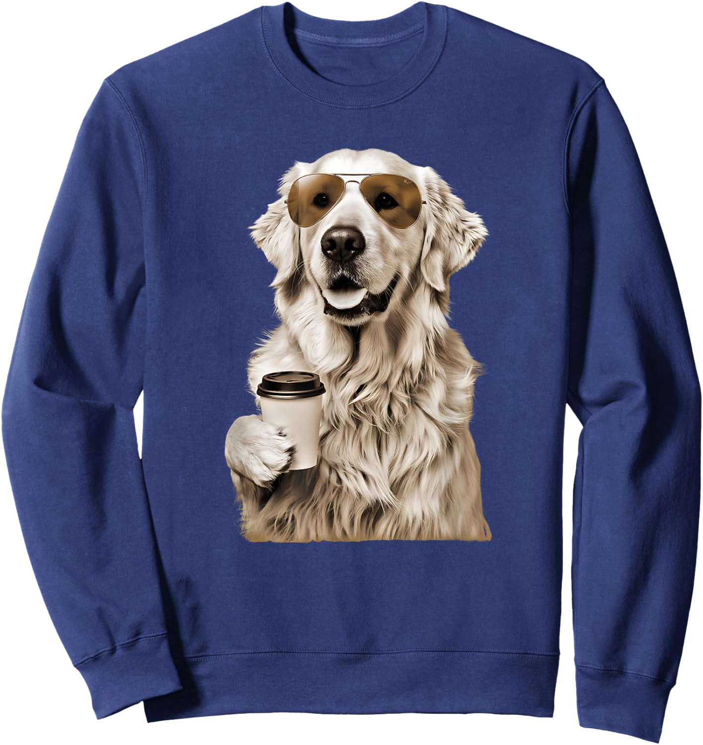 English Cream Golden Retriever Coffee Dog Mom Dad Men Women Sweatshirt - Sweatshirt | Navy