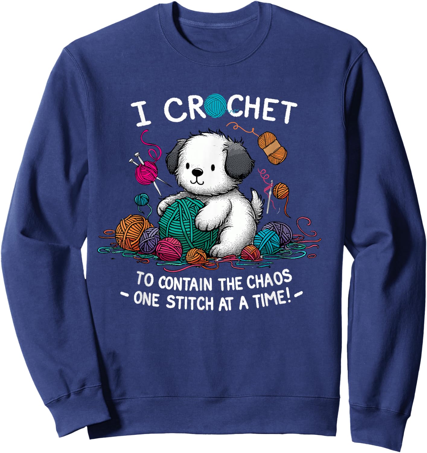 Funny Graphic for Yarn Crochet Lovers Dog Theme Mom Sweatshirt - Sweatshirt | Navy