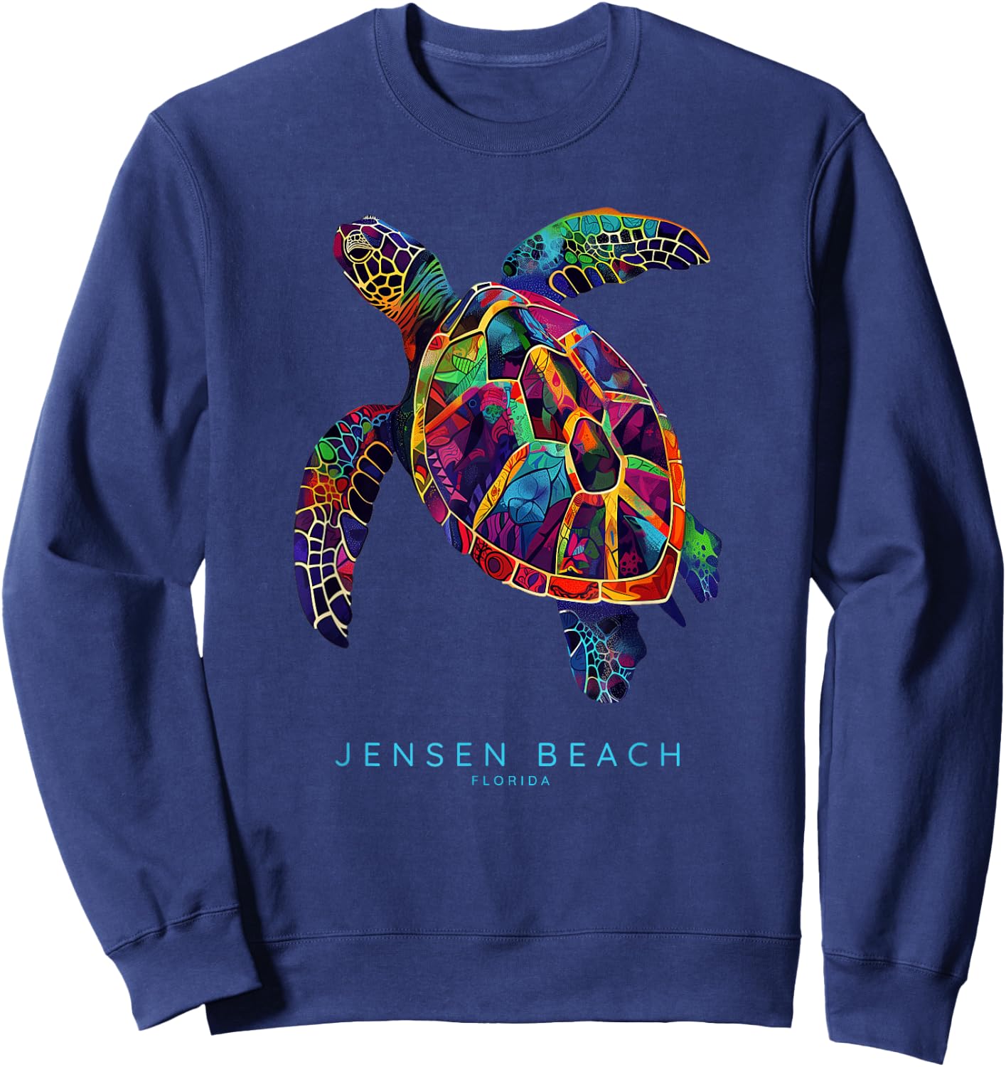 Jensen Beach FL Souvenir Florida Vintage Design Sea Turtle Sweatshirt - Sweatshirt | Navy