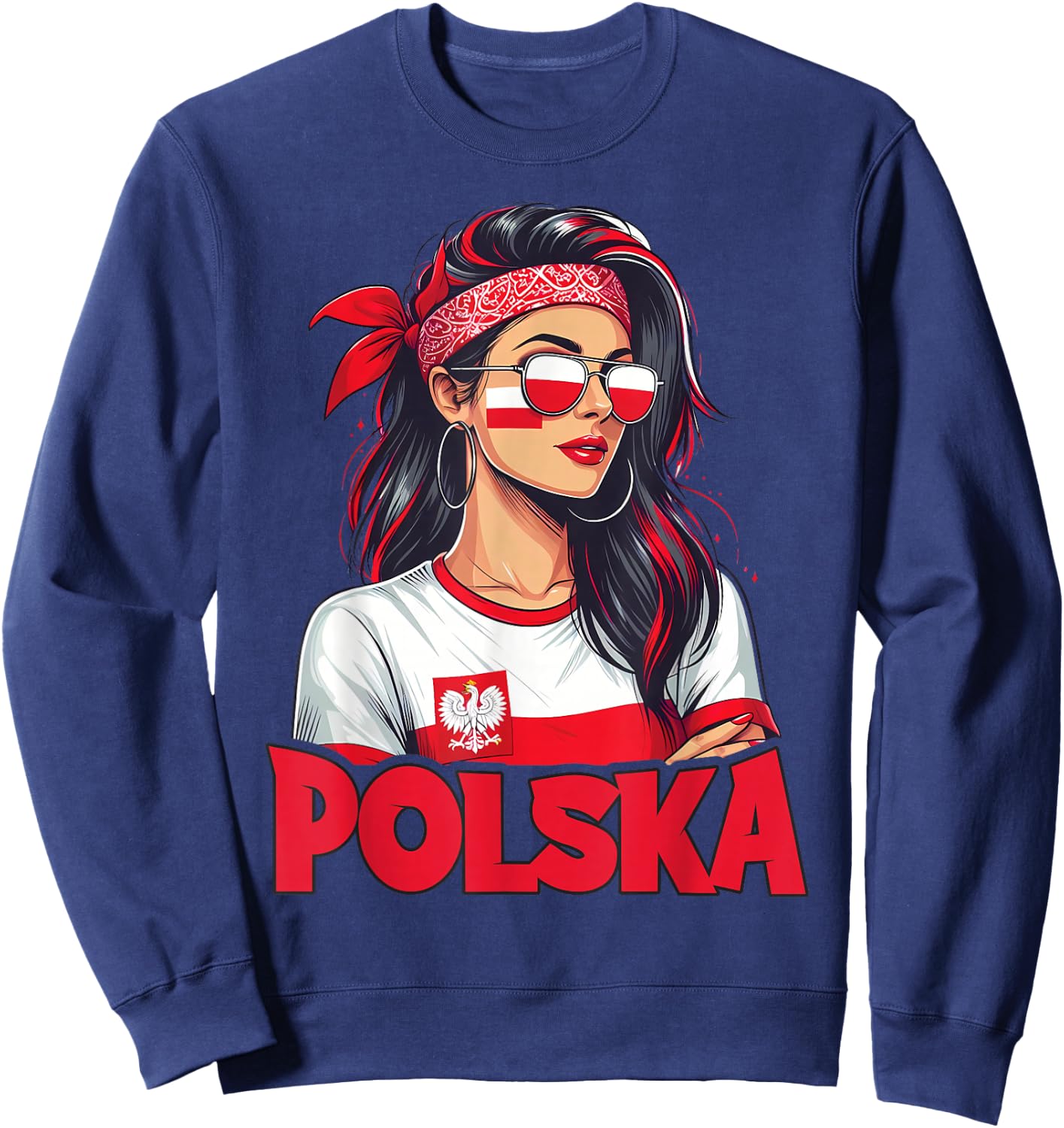 Poland Flag Woman Sunglasses Girls Polska Sweatshirt - Sweatshirt | Navy