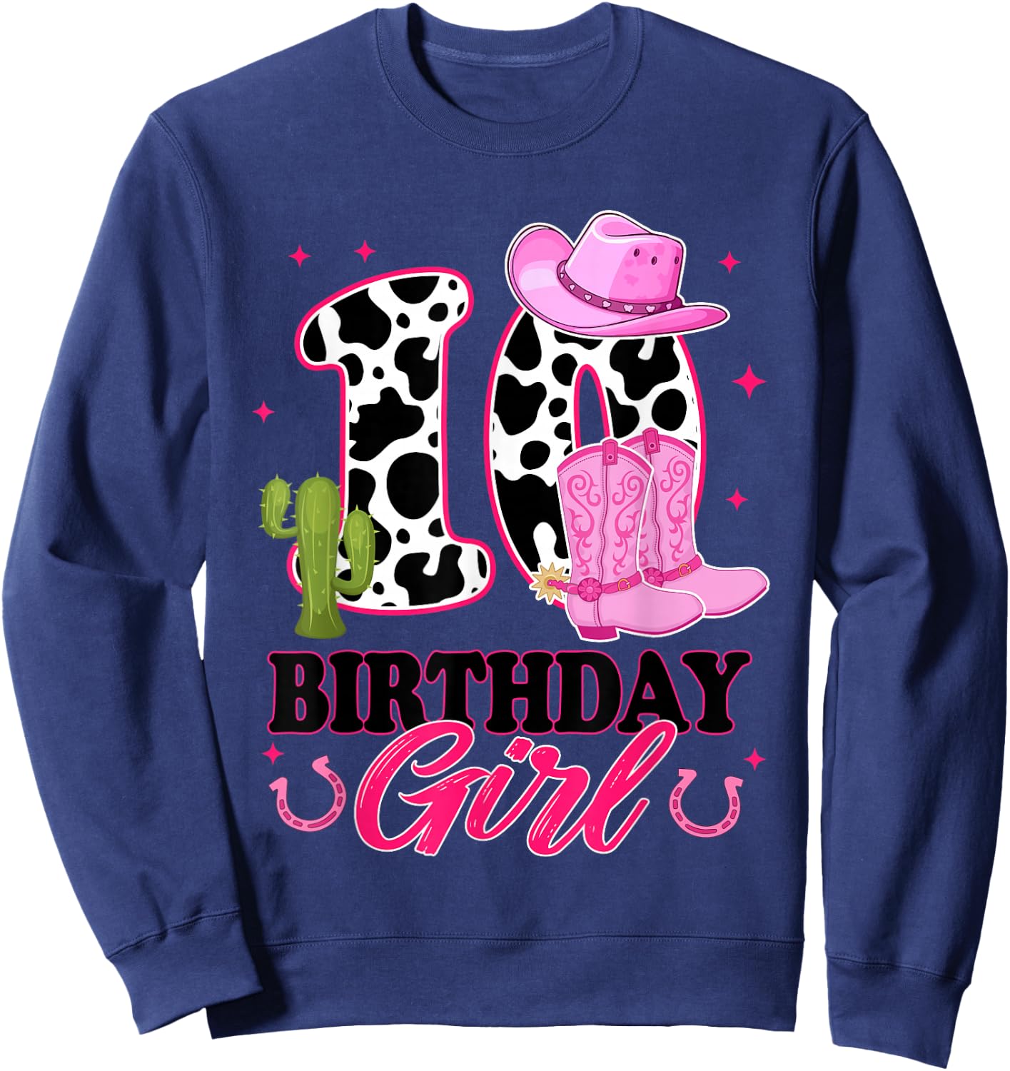 10th Birthday Girl Rodeo Western 10 Year Old Cowgirl Sweatshirt - Sweatshirt | Navy