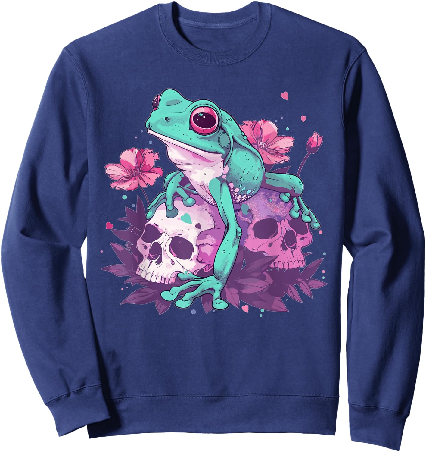 Cute Pastel Goth Frog , Small, Black Sweatshirt - Sweatshirt | Navy