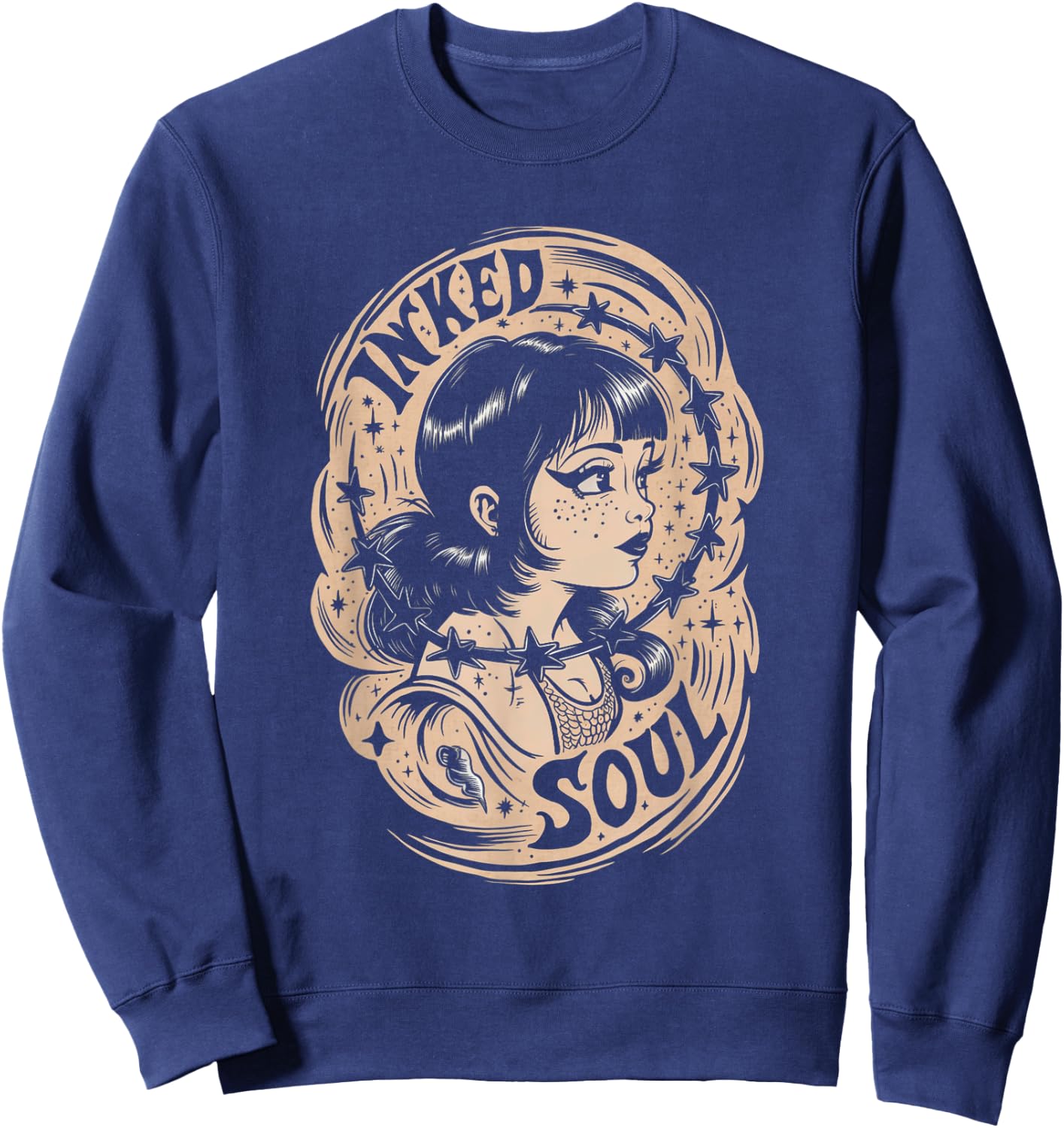 Inked Soul Vintage Tattoo Goth Girl Sweatshirt - Sweatshirt | Navy
