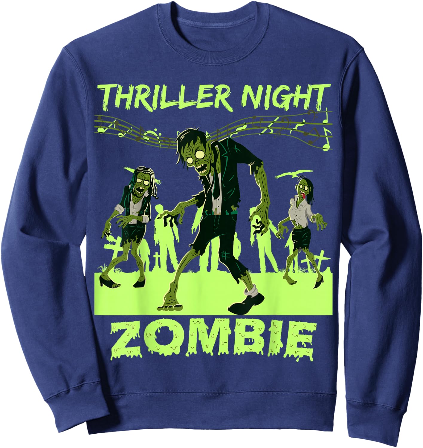 Thriller Night Halloween Dancing Zombie Sweatshirt - Sweatshirt | Navy