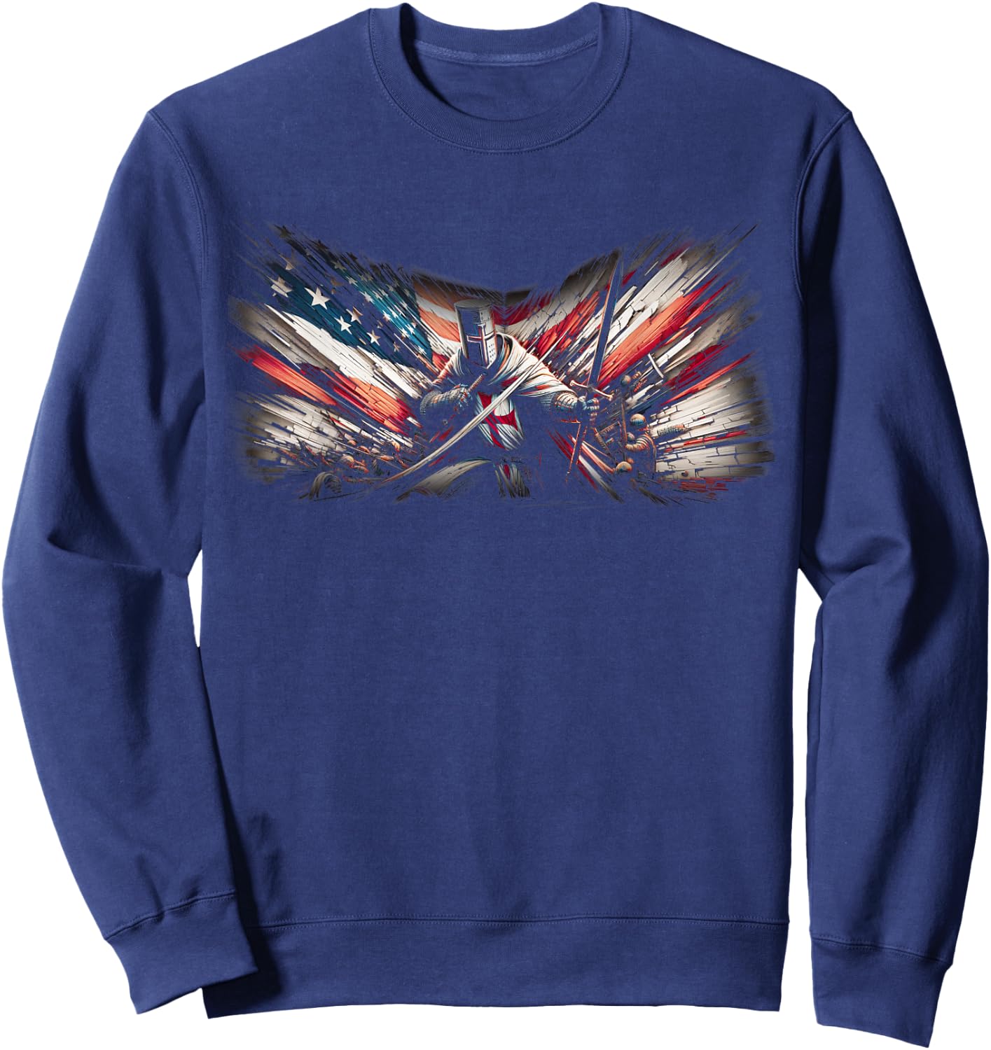 Knight Templar American Flag Crusader Sweatshirt - Sweatshirt | Navy