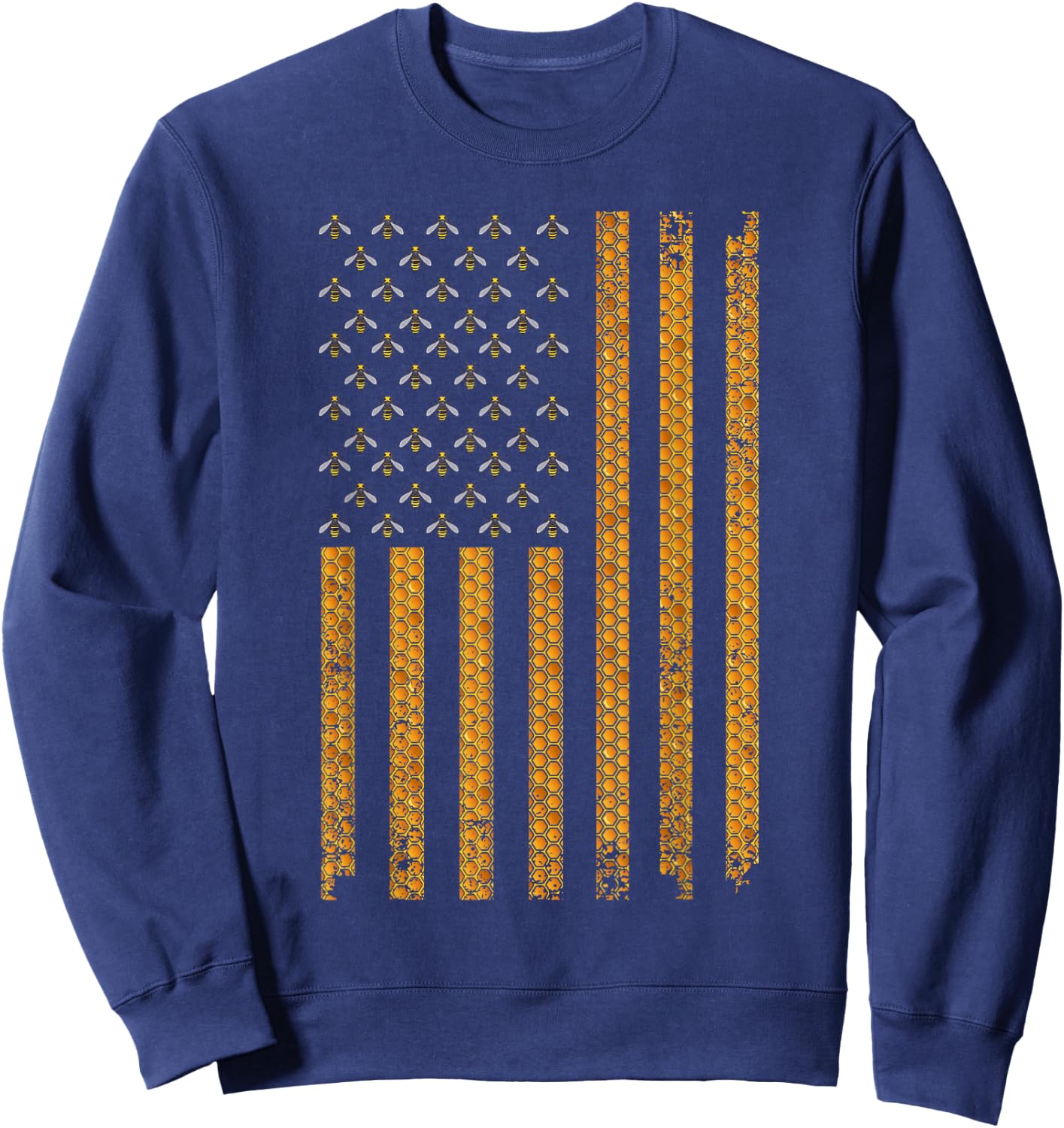 Cool Bee Keeper Art Women US Flag Honey Beekeeping Sweatshirt - Sweatshirt | Navy