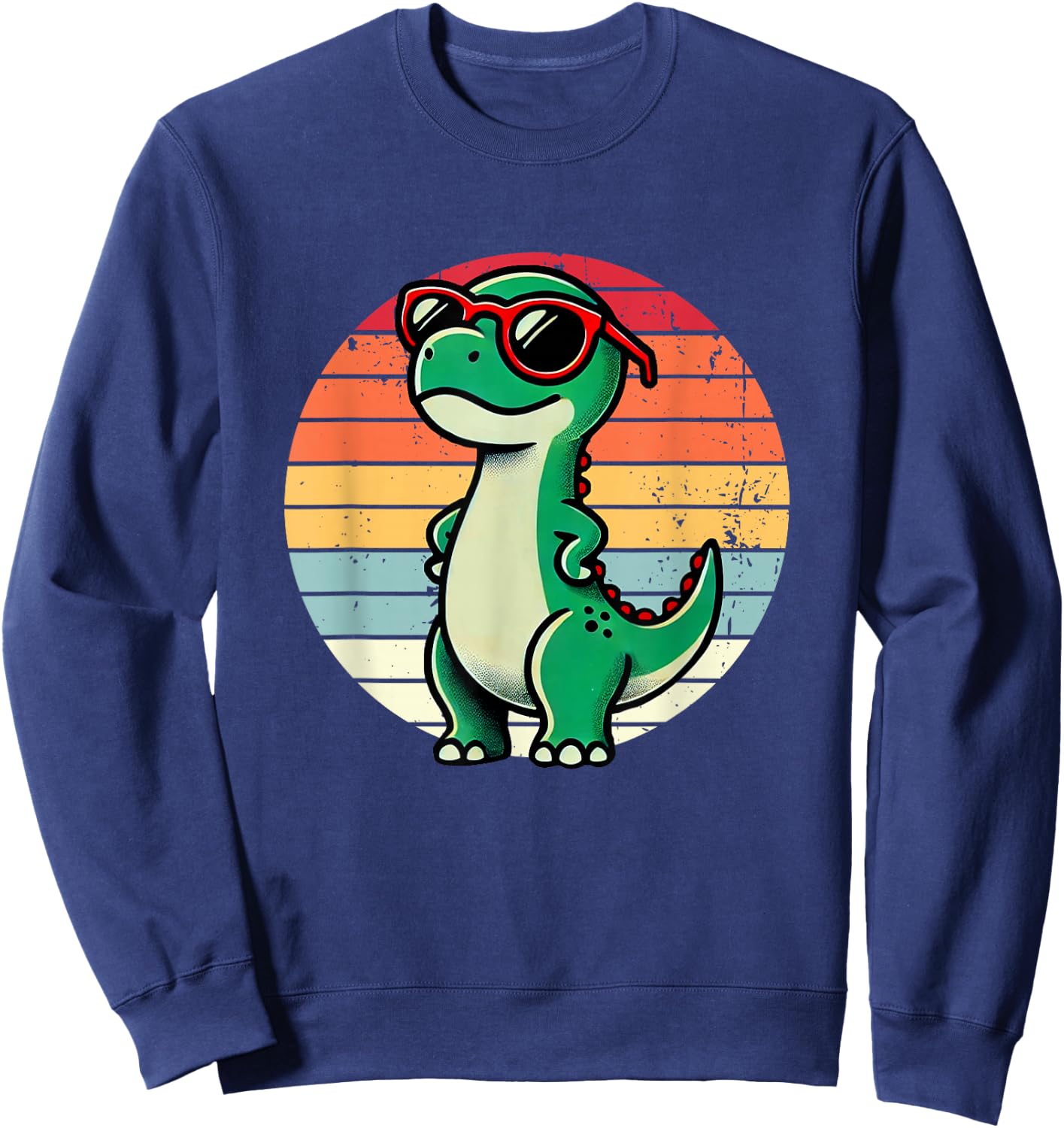 Cool Retro Dinosaur T-Rex Novelty Men Women Kids Dinosaur Sweatshirt - Sweatshirt | Navy