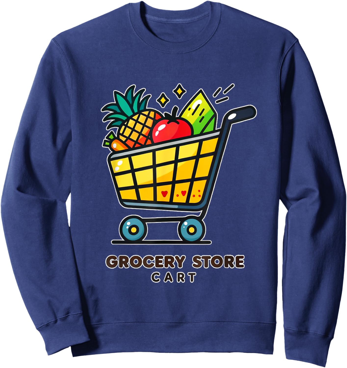 Bright Grocery Store Cart with Food Sweatshirt - Sweatshirt | Navy