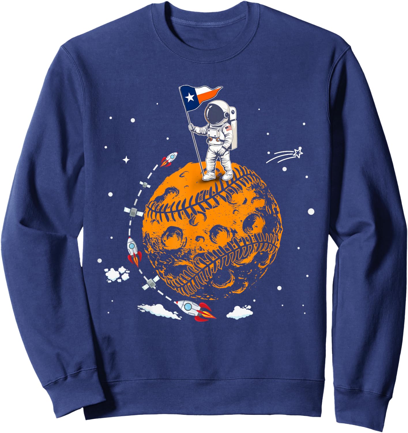 Inoa Shop Graphic First Name Houston Vintage Retro Name Astronaut , Small, Black Sweatshirt - Sweatshirt | Navy
