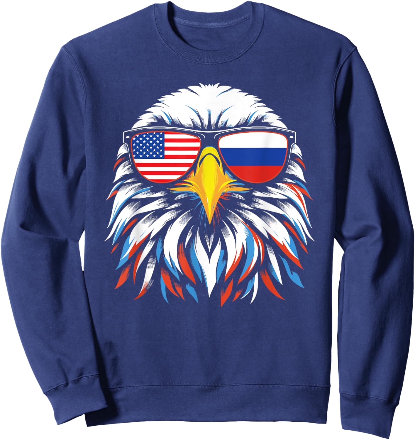 Russia USA Flag Half Russian American Patriotic Eagle Kids Men Sweatshirt - Sweatshirt | Navy