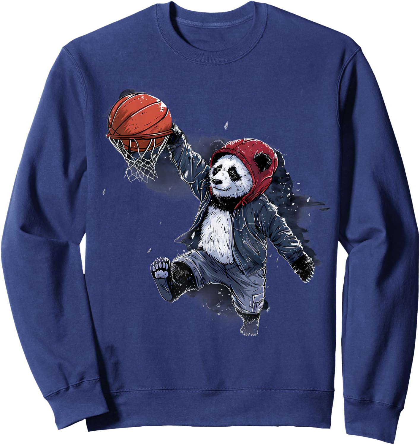 Basketball Slam Dunk Panda Bear Artwork Basketball Lover Sweatshirt - Sweatshirt | Navy