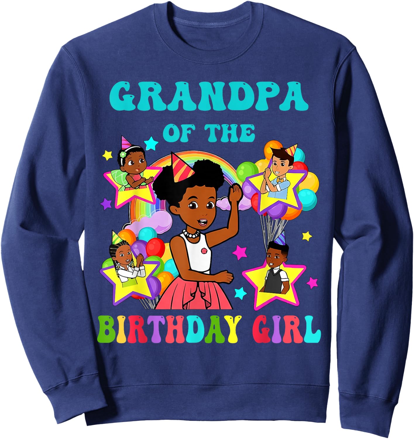 Grandpa of Birthday Girl Gracie Pink Doll Family Decorations Sweatshirt - Sweatshirt | Navy