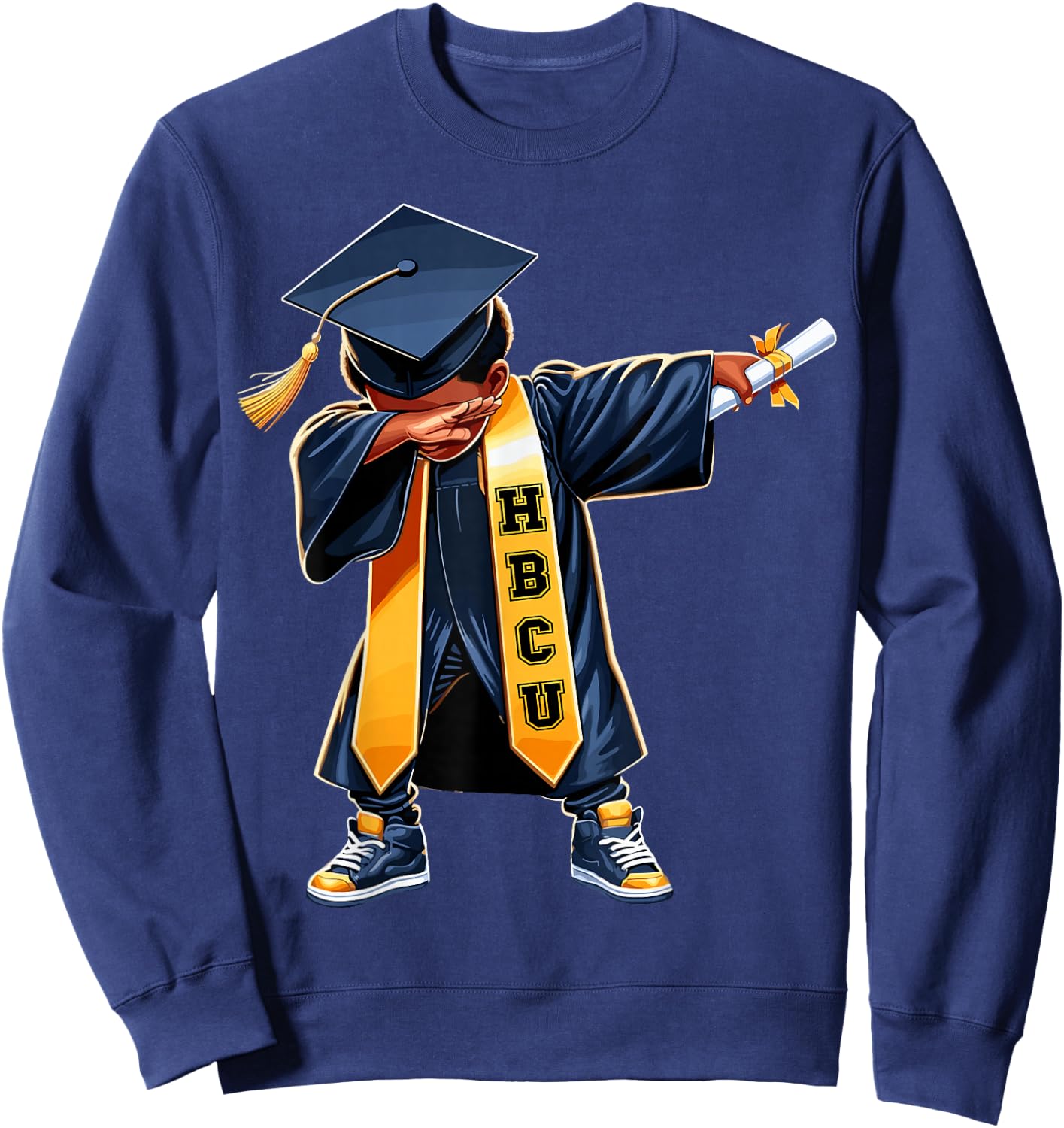 Kids HBCU Funny Boys Grad Dabbing Graduation Sweatshirt - Sweatshirt | Navy