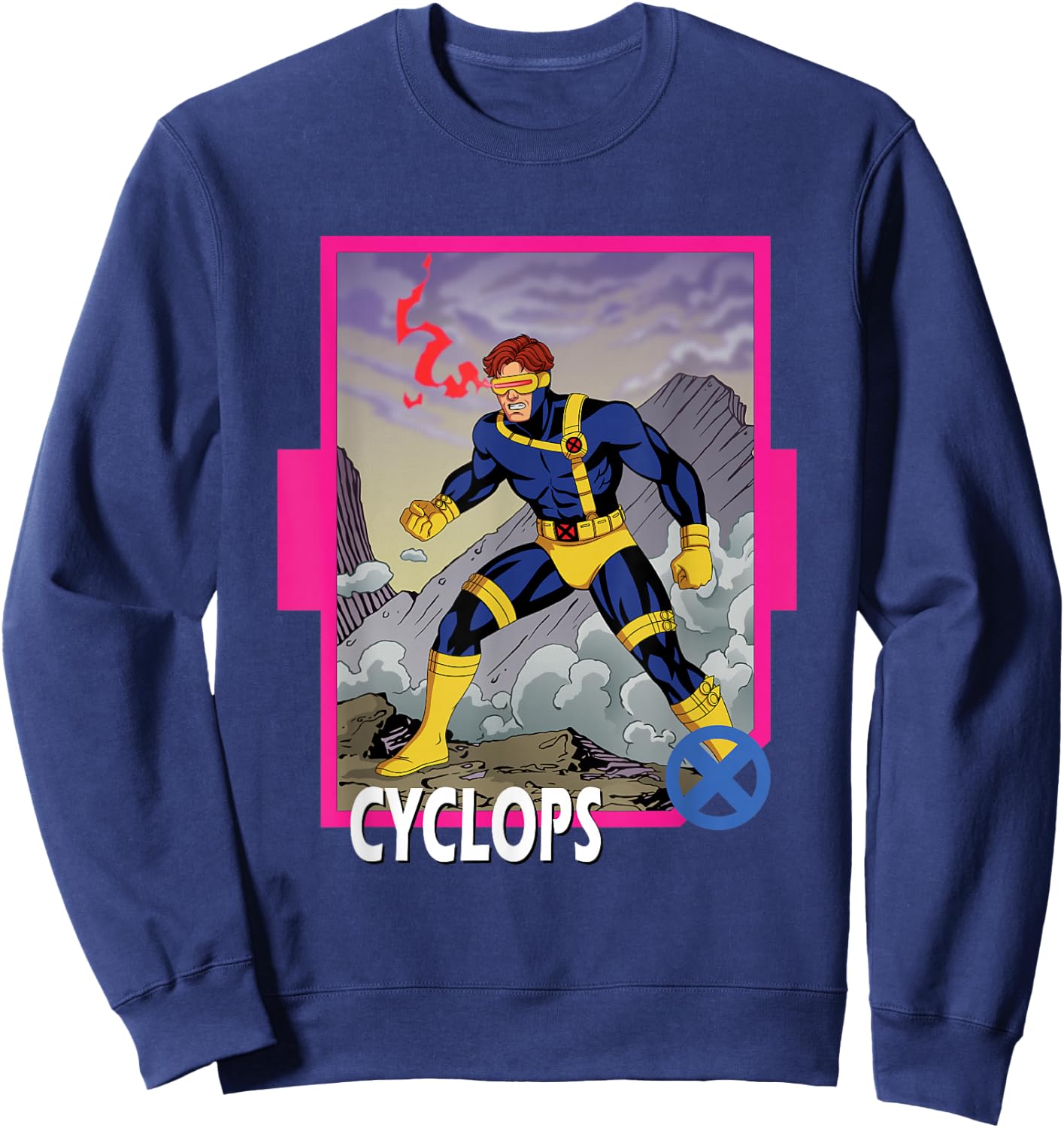 Marvel X-Men '97 Classic Cyclops Vintage Super Hero Card Sweatshirt - Sweatshirt | Navy