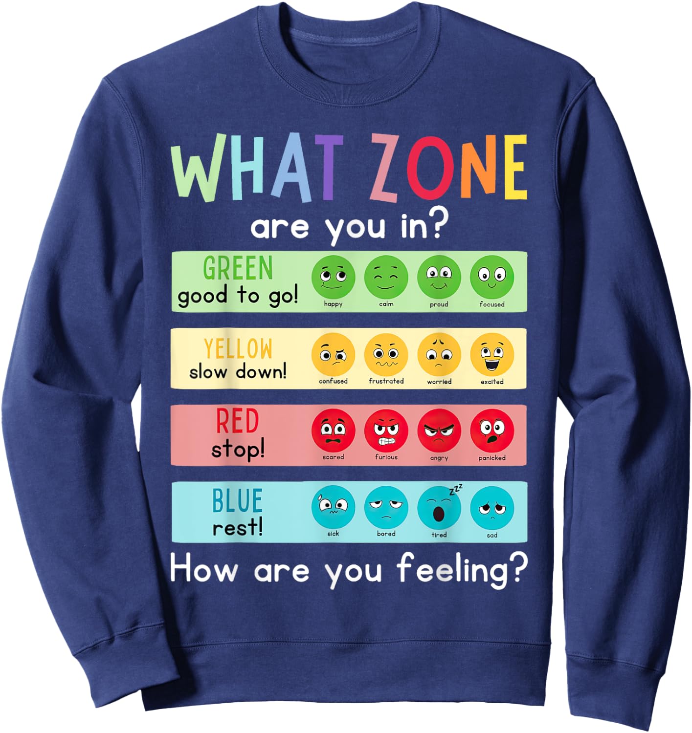 What Zone Are You In How Are You Feeling Funny Quote Sweatshirt - Sweatshirt | Navy