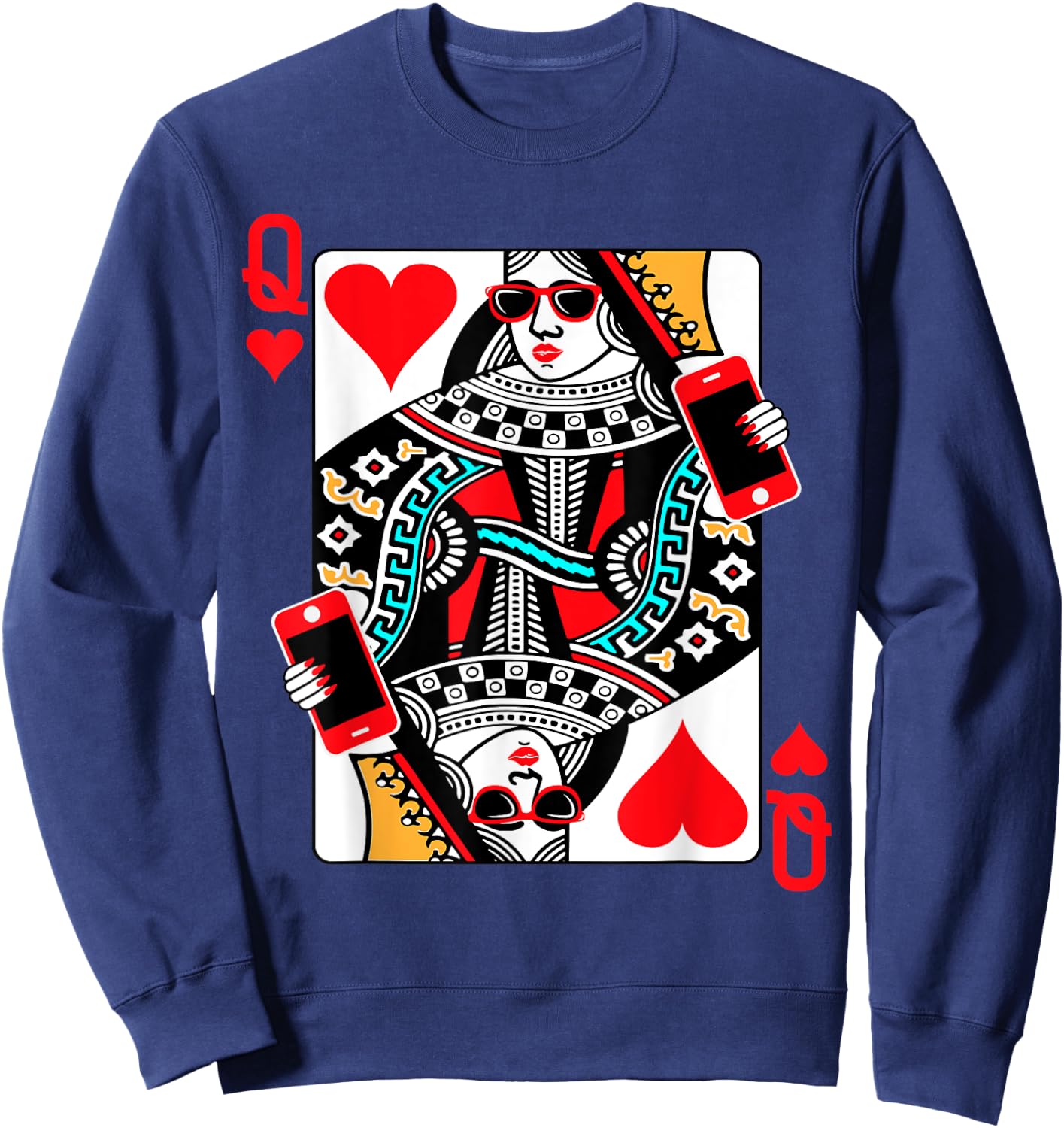 Qween Q of Hearts Funny Girls Blackjack Poker Casino Sweatshirt - Sweatshirt | Navy