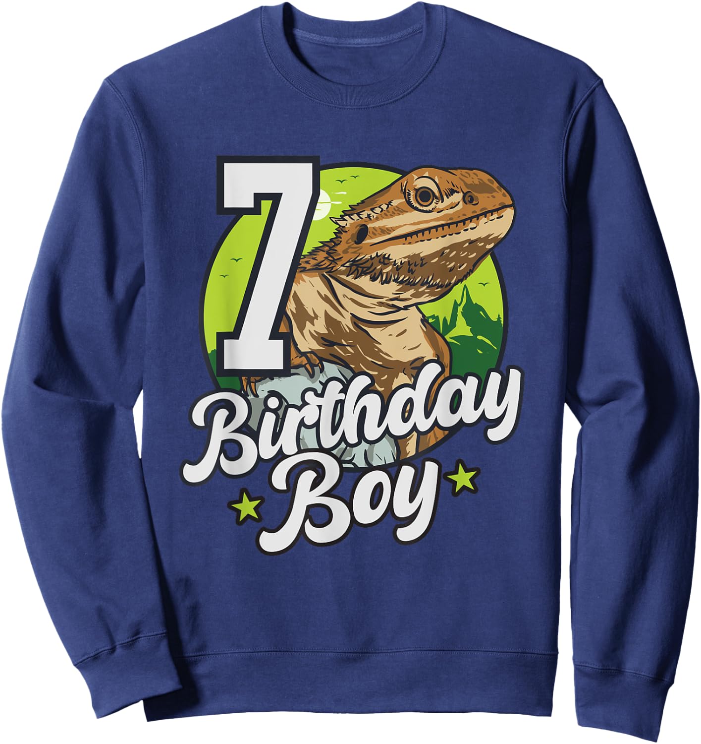 Bearded Dragon Lizard Kids 7th Birthday - 7 Years Boy Sweatshirt - Sweatshirt | Navy
