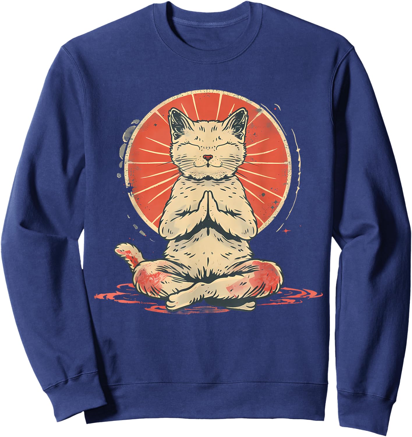 Cat Meditation Zen Buddha Spirituality Hindu Buddhist Sweatshirt - Sweatshirt | Navy