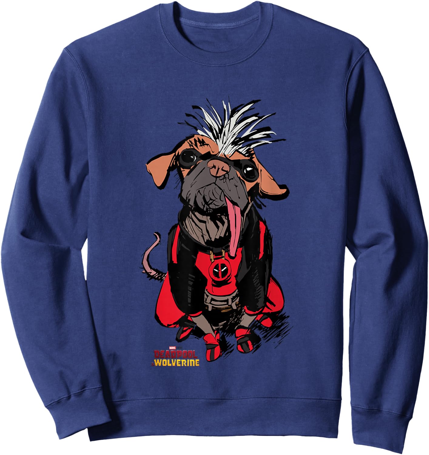 Marvel Deadpool & Wolverine Sketchy Dogpool Comic Portrait Sweatshirt - Sweatshirt | Navy