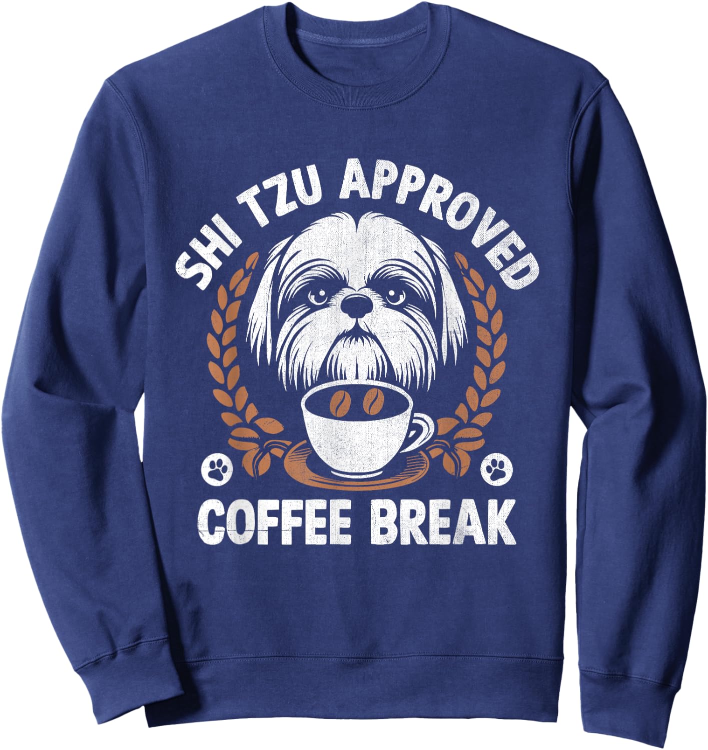Shih Tzu Mom Dad Coffee Drinking Shih Tzu Cute Dog Owner Sweatshirt - Sweatshirt | Navy