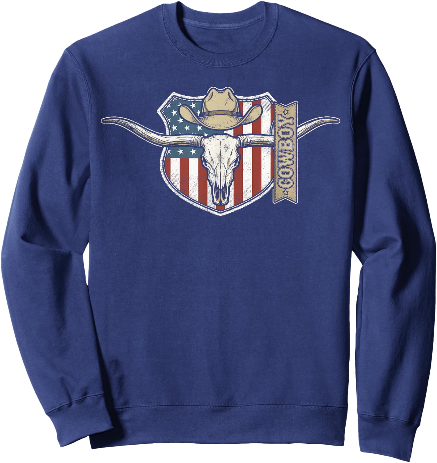 Western Outfit Boys, American Flag Cowboy Sweatshirt - Sweatshirt | Navy