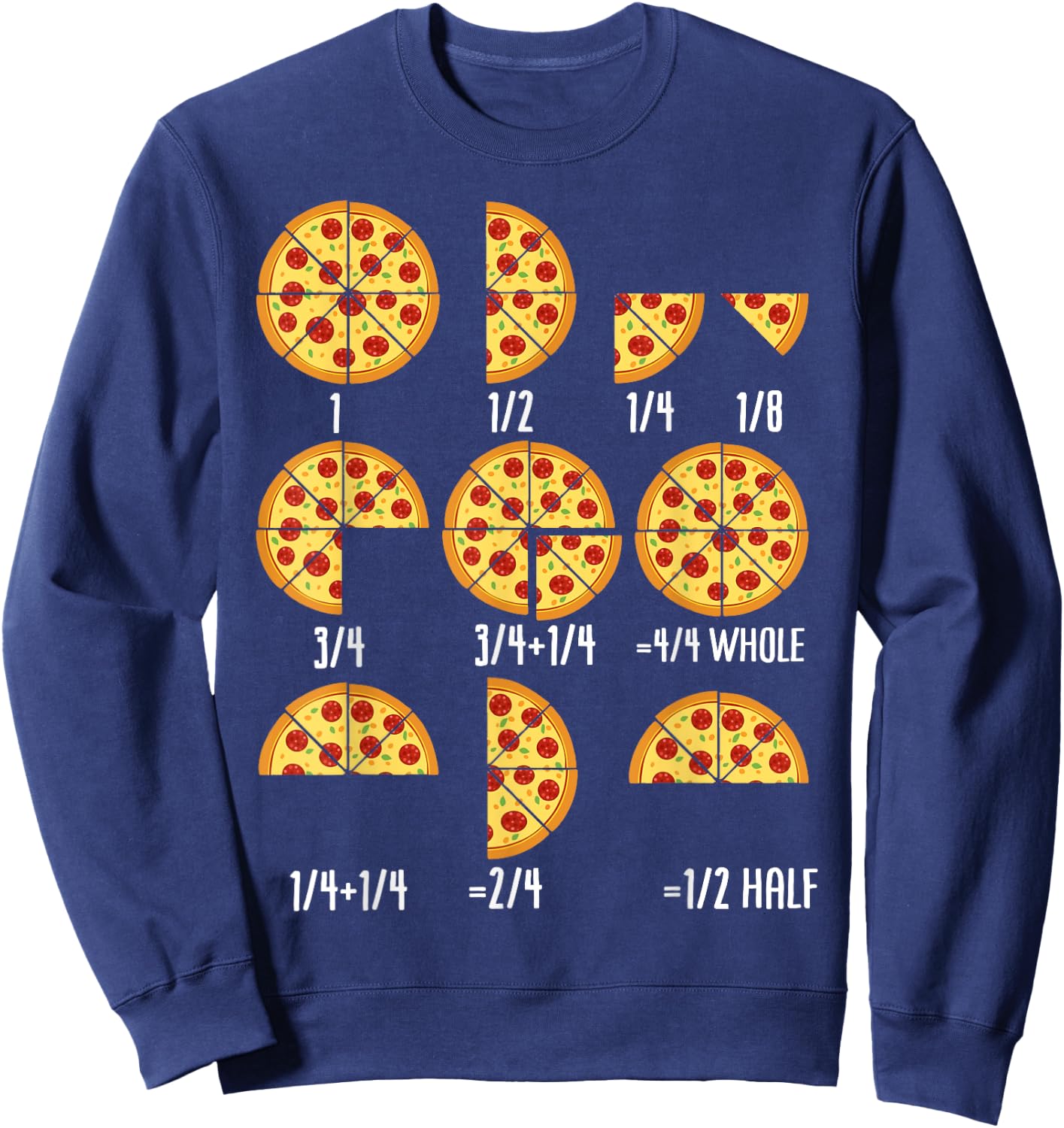 Pizza Slice Fraction Math Teacher Back To School Educational Sweatshirt - Sweatshirt | Navy