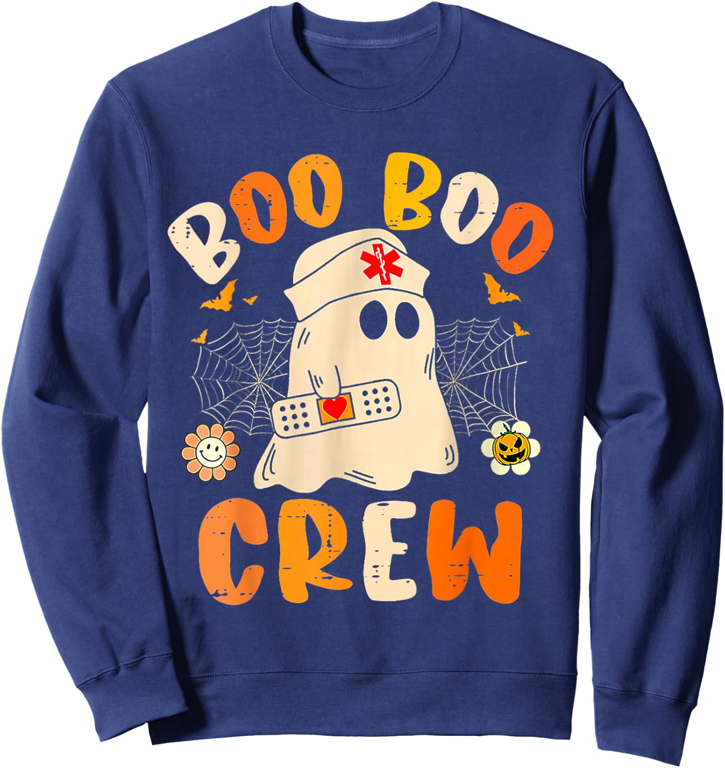 Boo Boo Crew Ghost Halloween Paramedic Nurse RN ER NICU LPN Sweatshirt - Sweatshirt | Navy