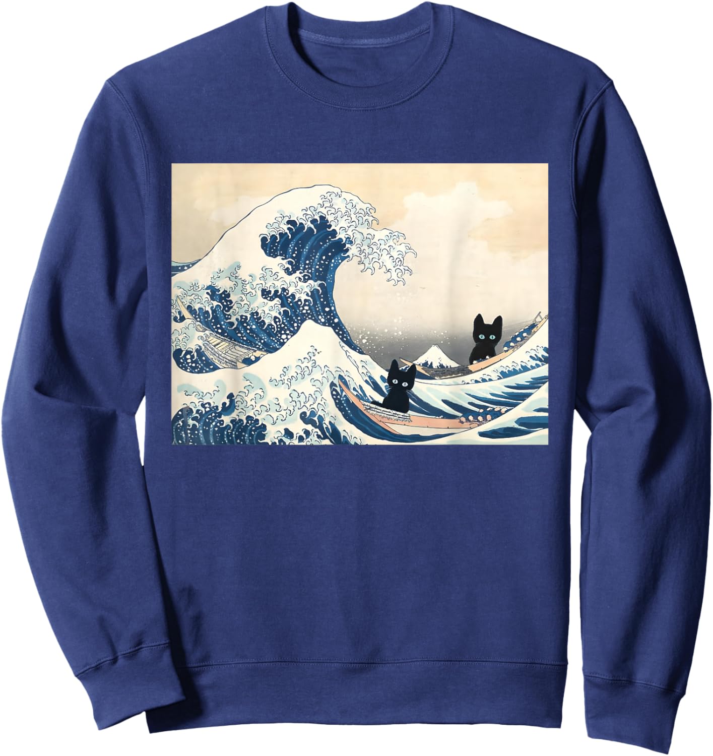 Black Cats Wave of Blue For Kamala 2024 Funny Sweatshirt - Sweatshirt | Navy