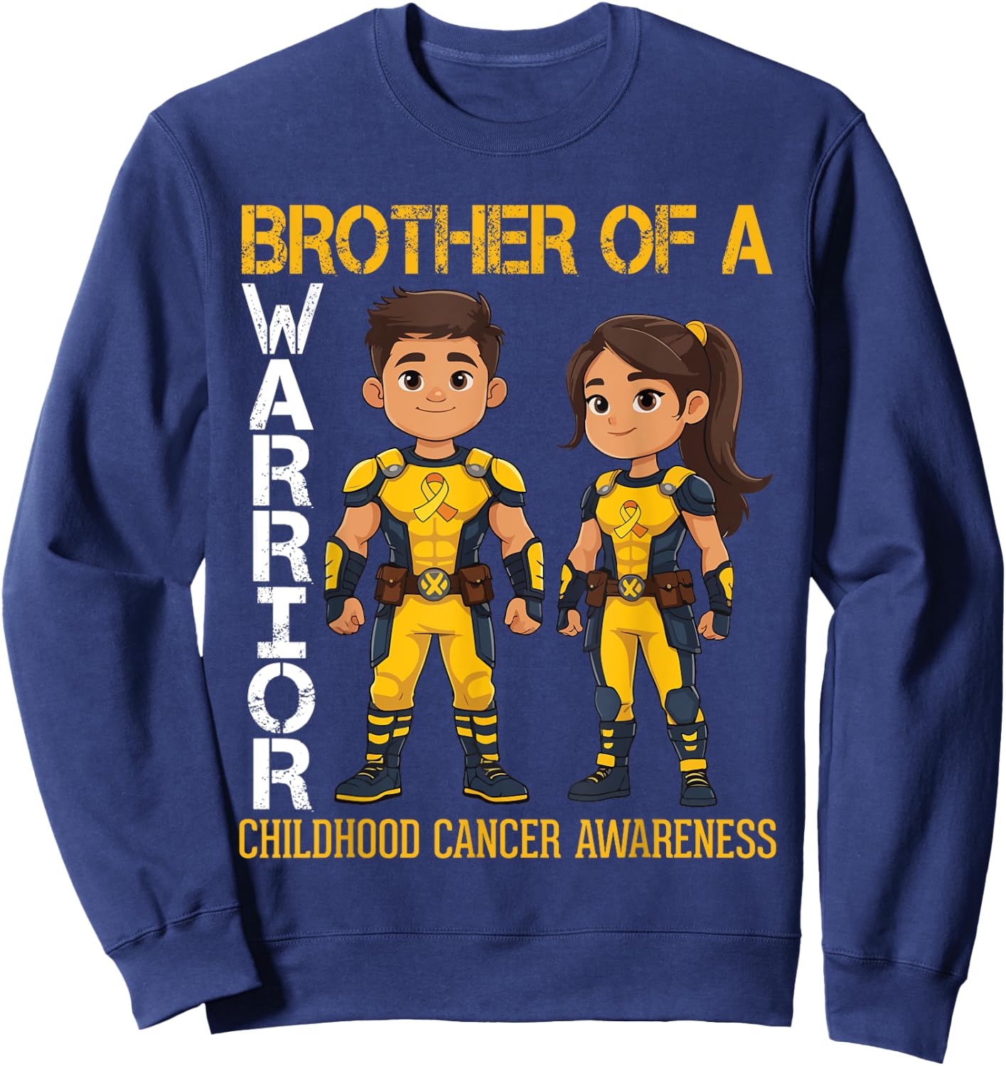 Brother Of A Warrior Childhood Cancer Awareness Help Sister Sweatshirt - Sweatshirt | Navy