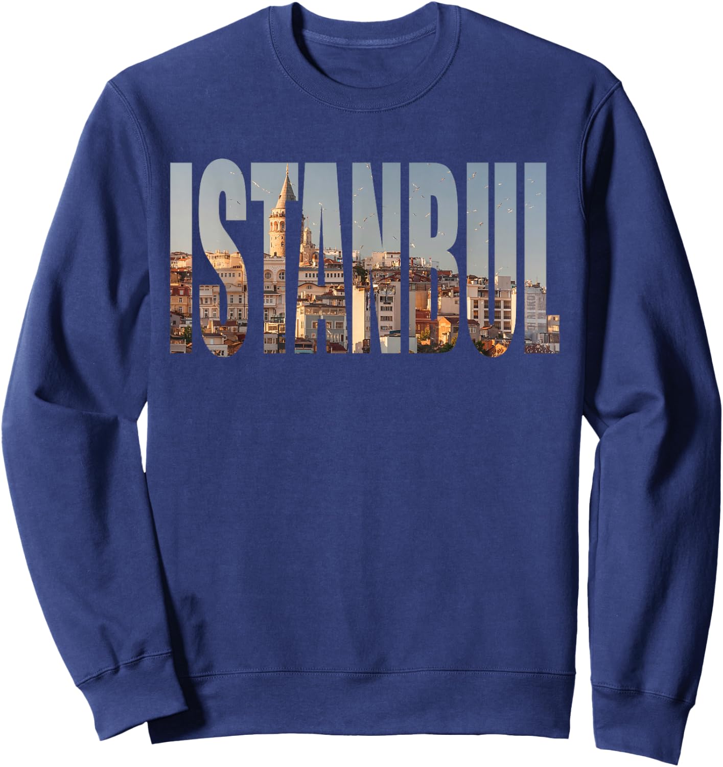 Istanbul Turkey Urban Skyline Photography Font Sweatshirt - Sweatshirt | Navy