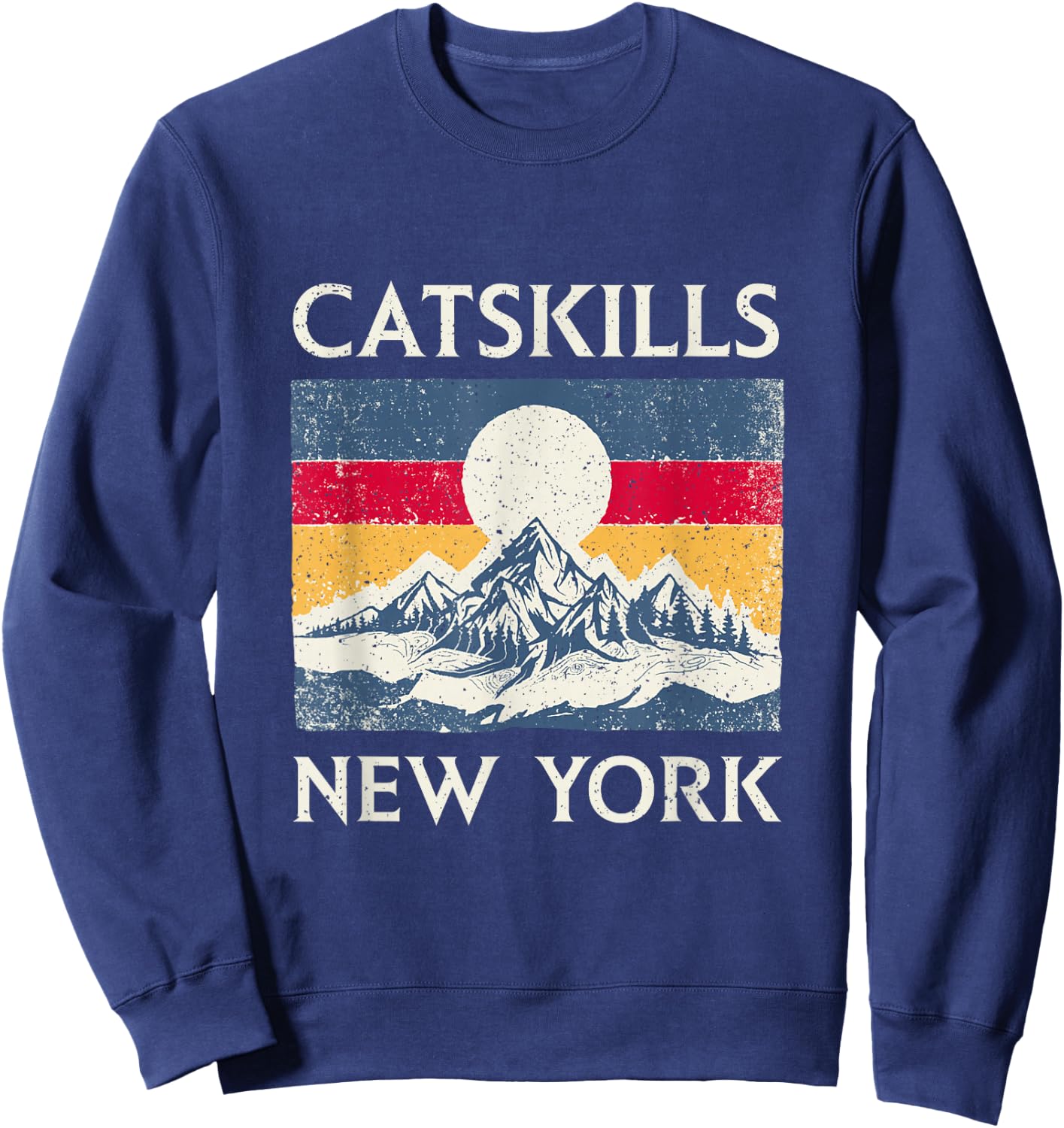 Vintage 70s 80s Sunset Mountain Catskills New York Hiking Sweatshirt - Sweatshirt | Navy