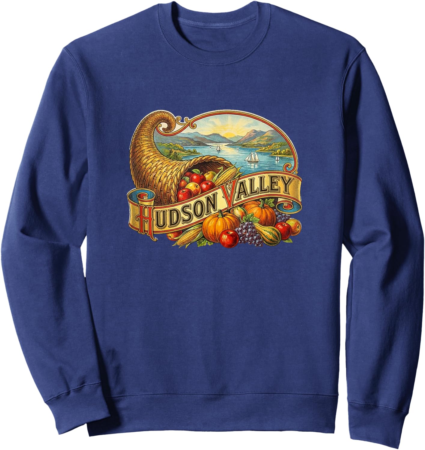 Hudson Valley, New York, Retro Sweatshirt - Sweatshirt | Navy