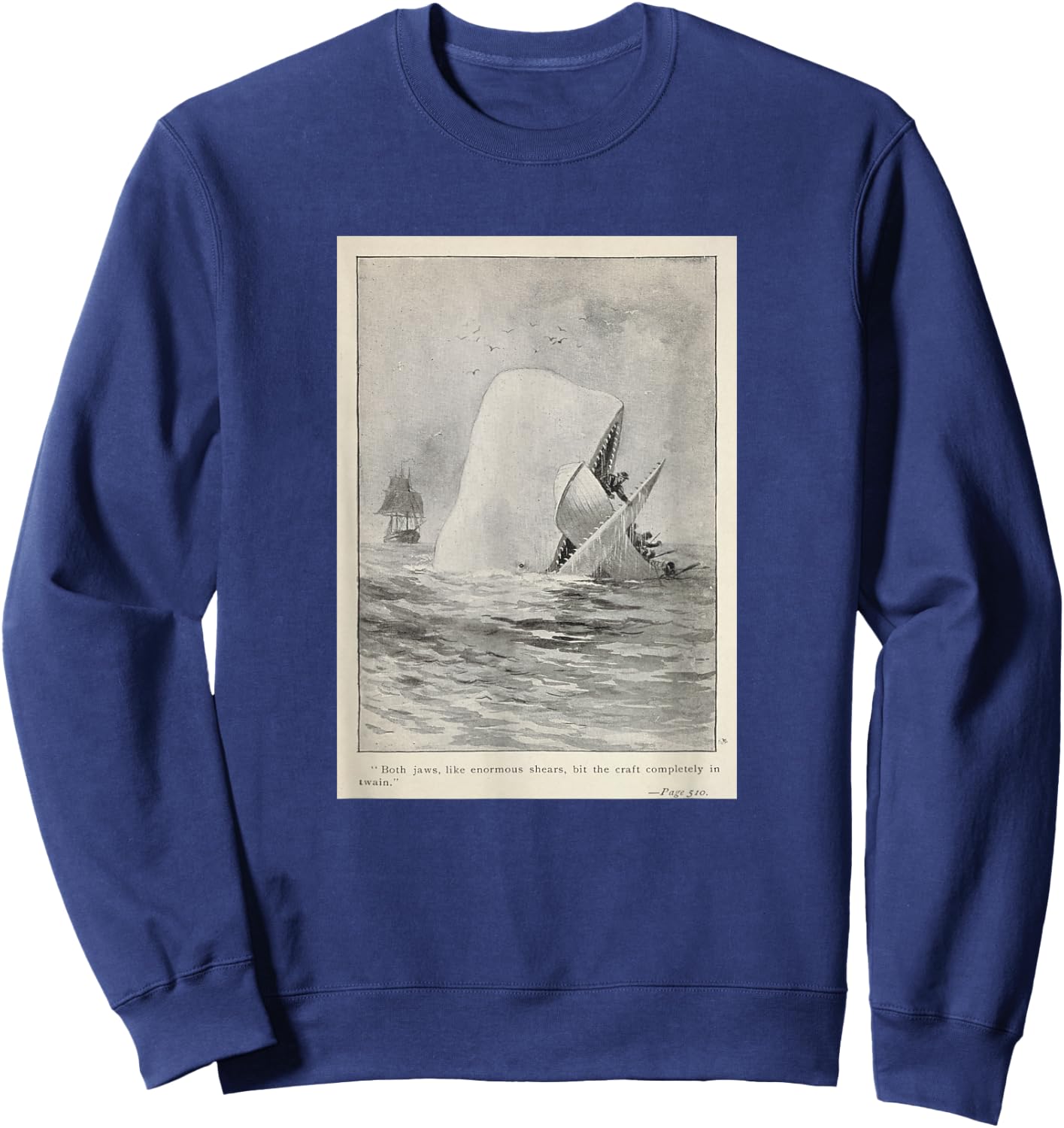 Moby Dick Whale Attacking a Whaling Ship (1892) Sweatshirt - Sweatshirt | Navy
