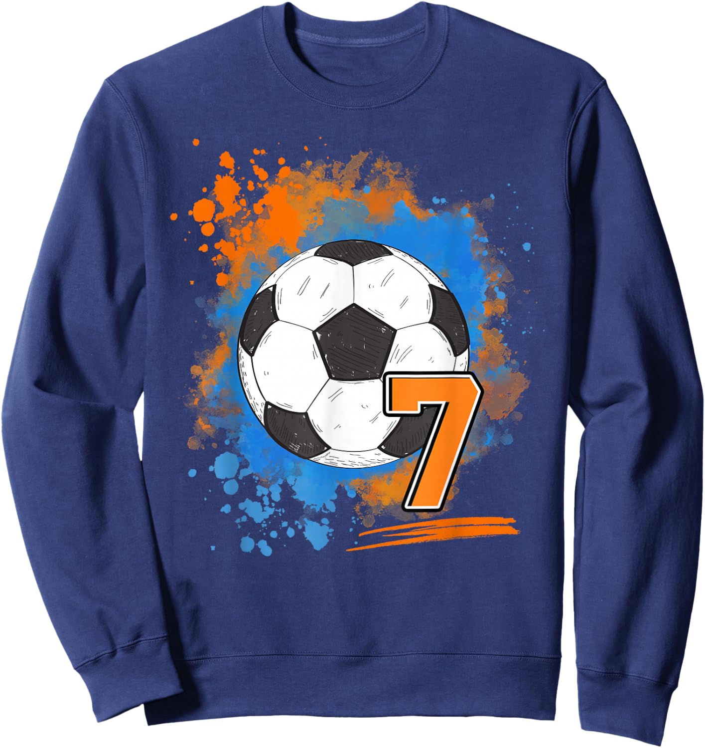 7th Birthday 7 Years Old Soccer Ball Sweatshirt - Sweatshirt | Navy