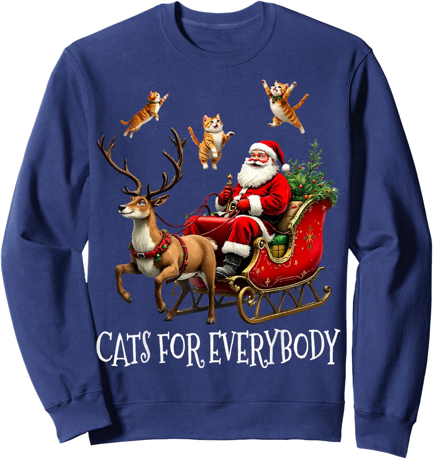 Cats For Everybody Christmas Cat Funny Xmas Santa Sweatshirt - Sweatshirt | Navy