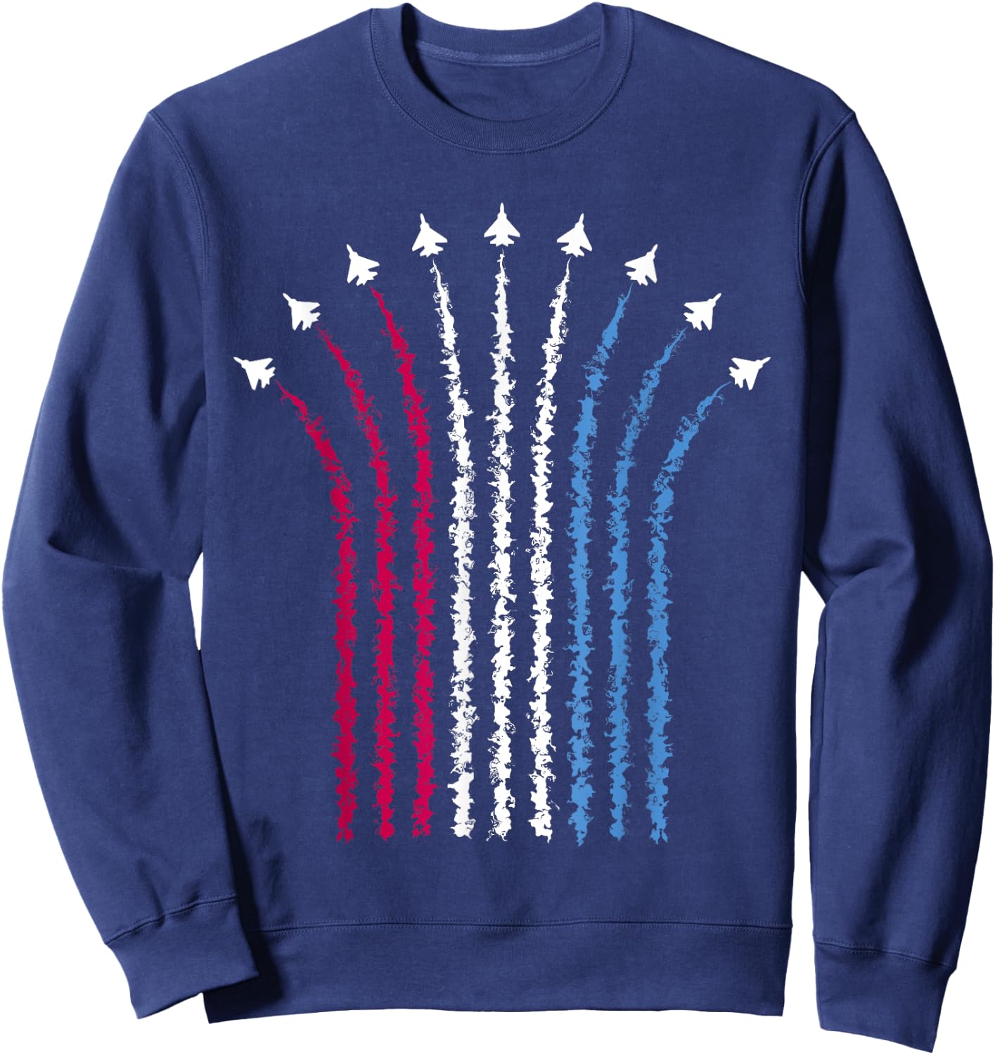 Patriotic USA American Red White Blue Flag Jets 4th of July Sweatshirt - Sweatshirt | Navy