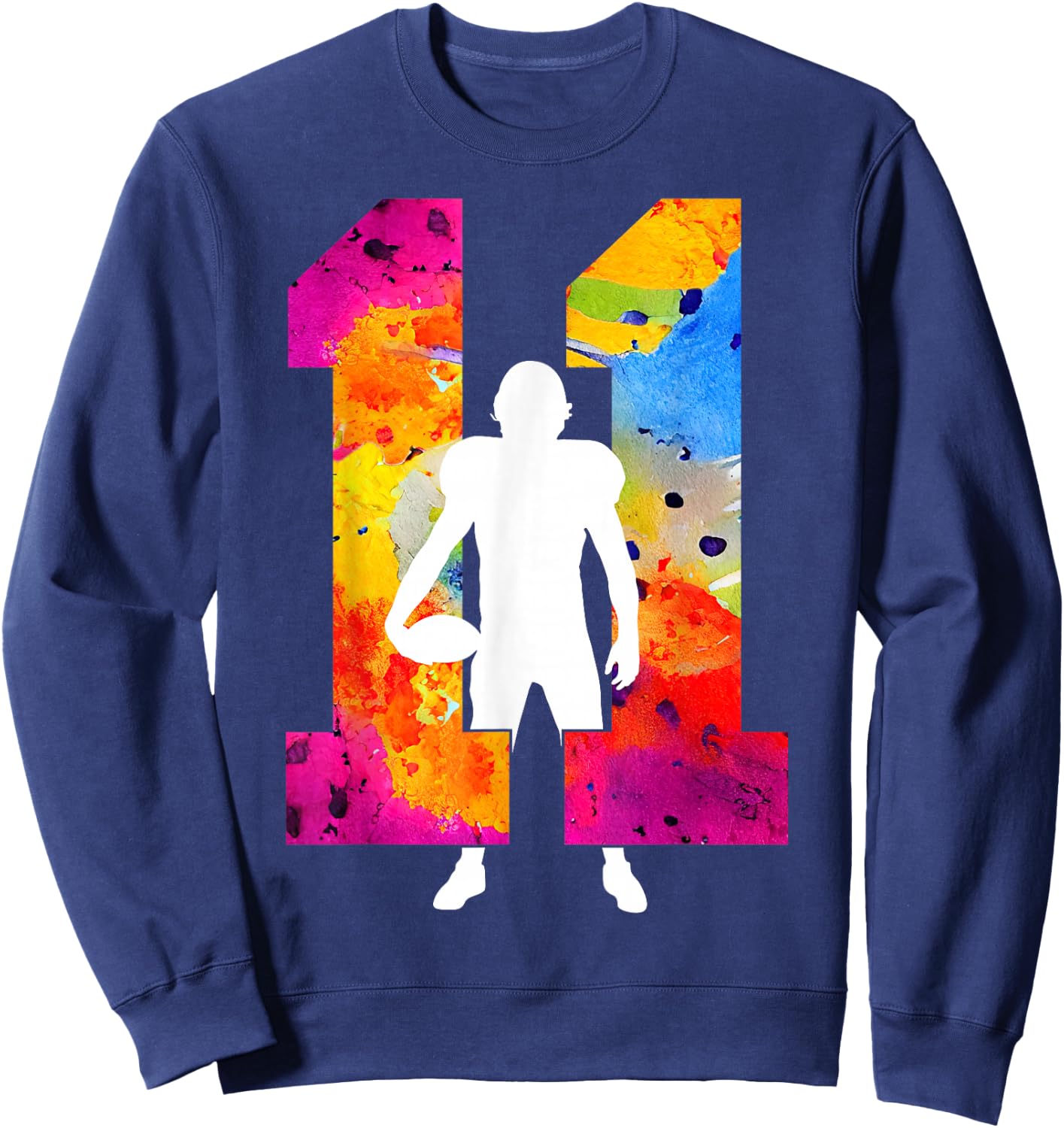 Number 11 Years Football 11th Birthday Sweatshirt - Sweatshirt | Navy