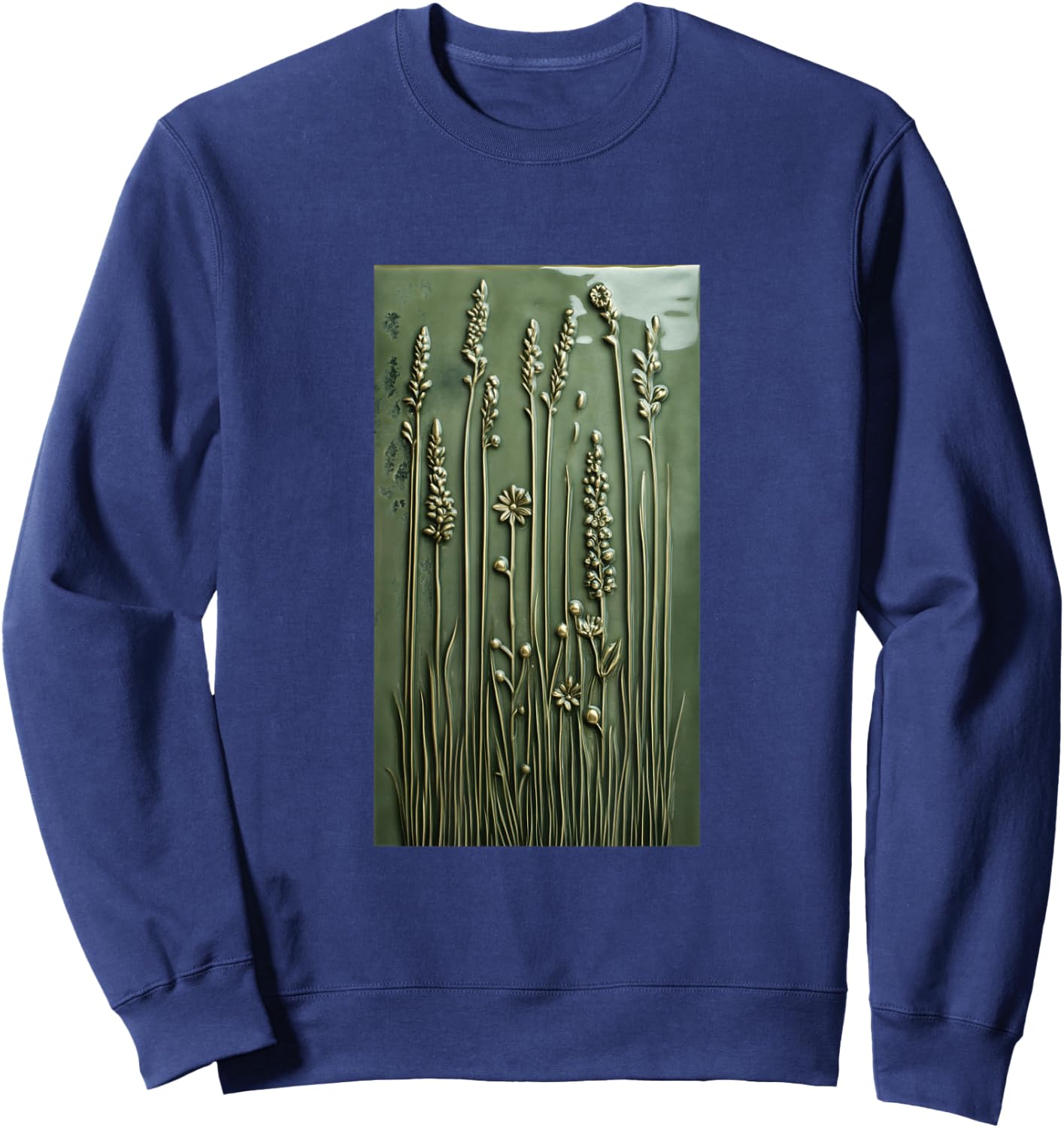 Vibrant Mosaic Tiles Floral Botanical Floral Sweatshirt - Sweatshirt | Navy