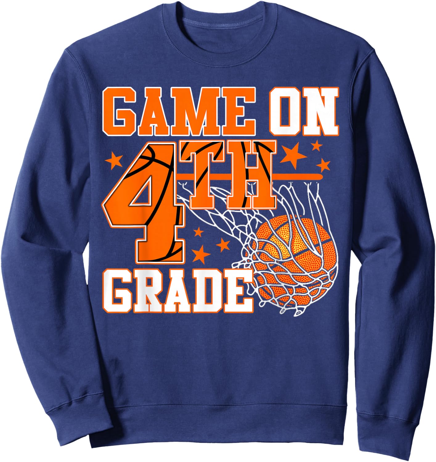 Vintage Game On Fourth Grade Basketball Back to School Boy Sweatshirt - Sweatshirt | Navy
