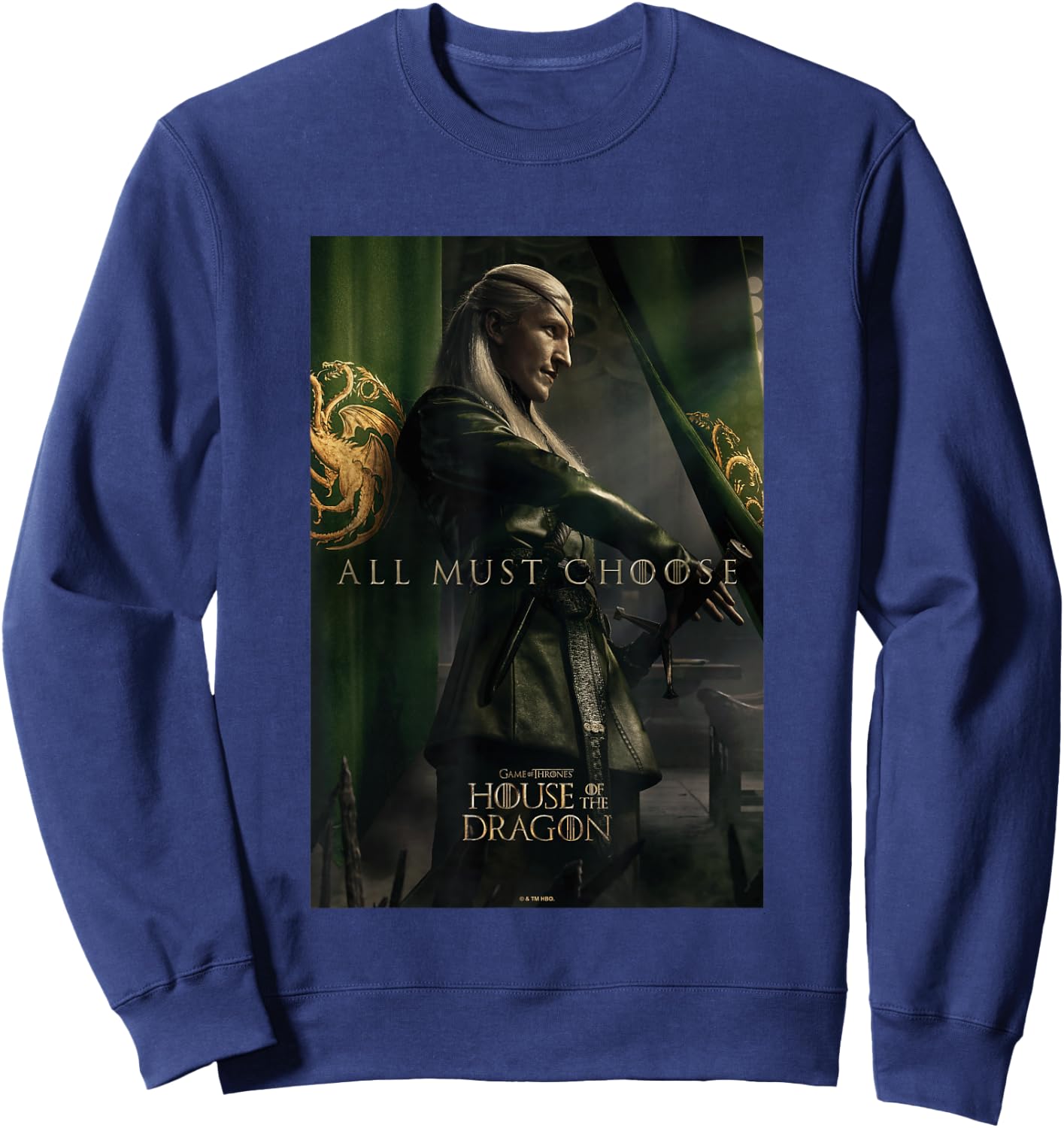 House of the Dragon All Must Choose Aemond Targaryen Vintage Sweatshirt - Sweatshirt | Navy