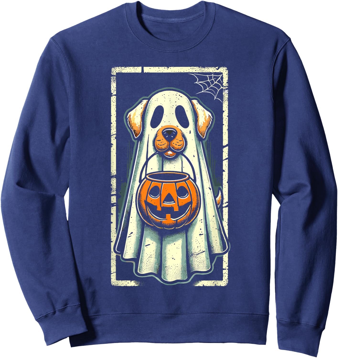 Cute Ghost Dog Men Women Kids Halloween Funny Ghost Sweatshirt - Sweatshirt | Navy