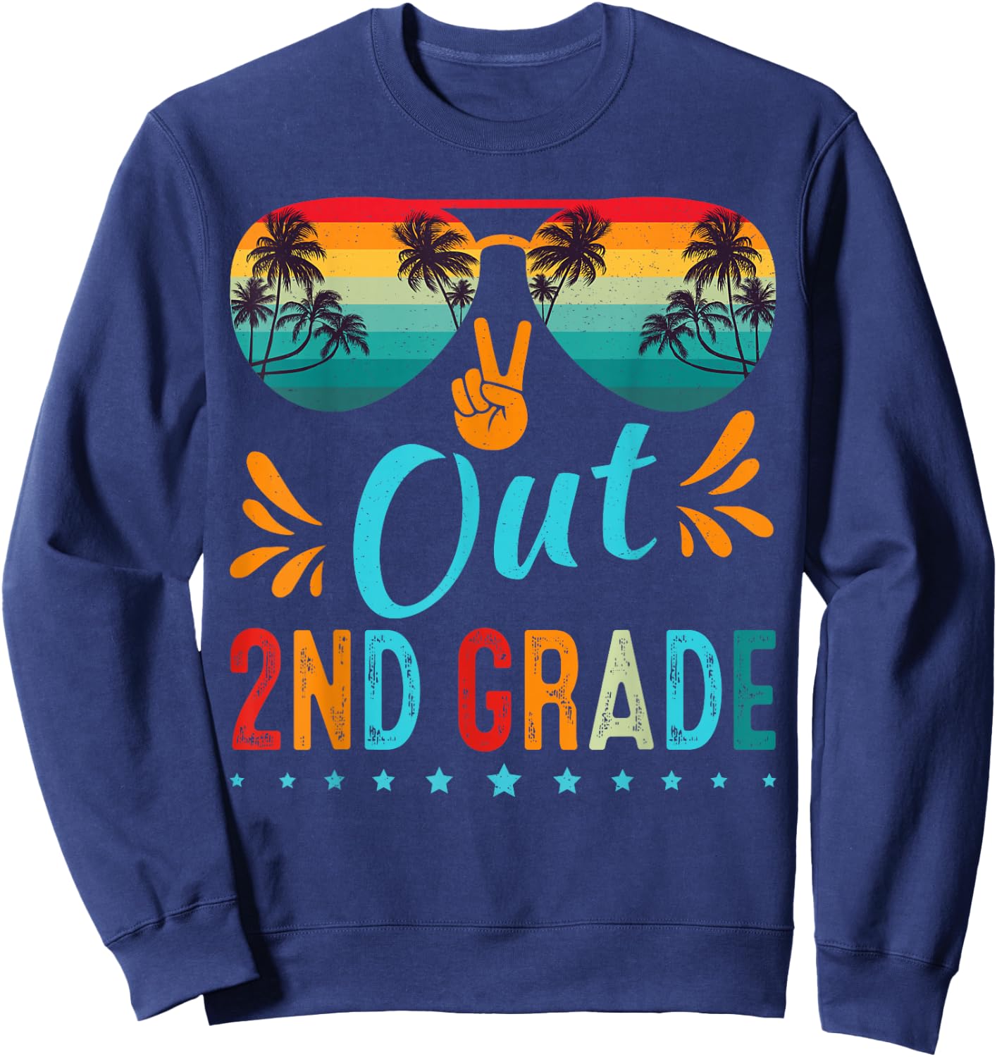 Last Day Of School Peace Out 2nd Grade Retro Graduation Sweatshirt - Sweatshirt | Navy